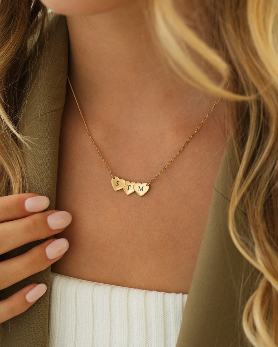Hartjes ketting goud 3 hartjes