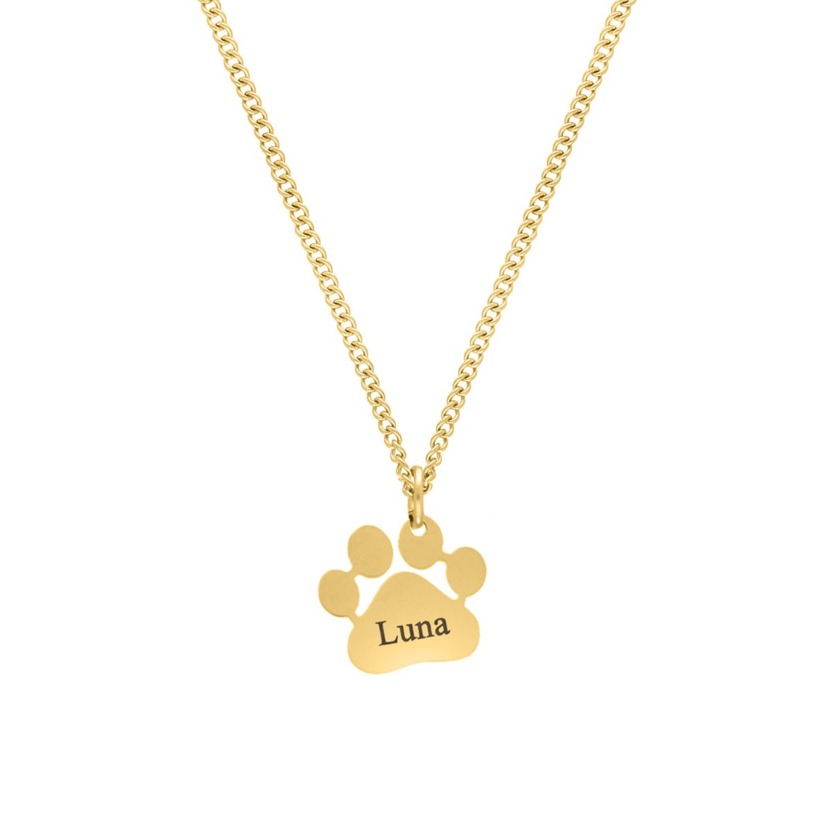 Graveerbare ketting met kattenpoot goudkleurig