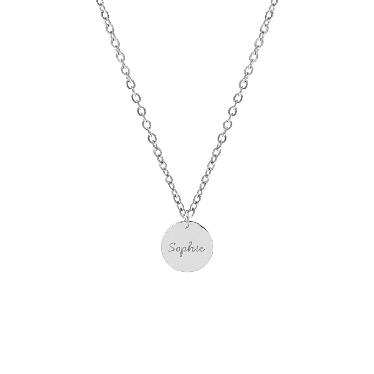 Ketting met naam op muntje zilver