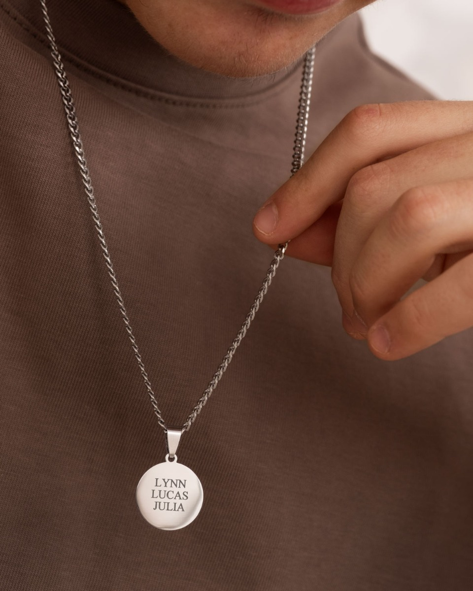 zilveren namen ketting voor mannen