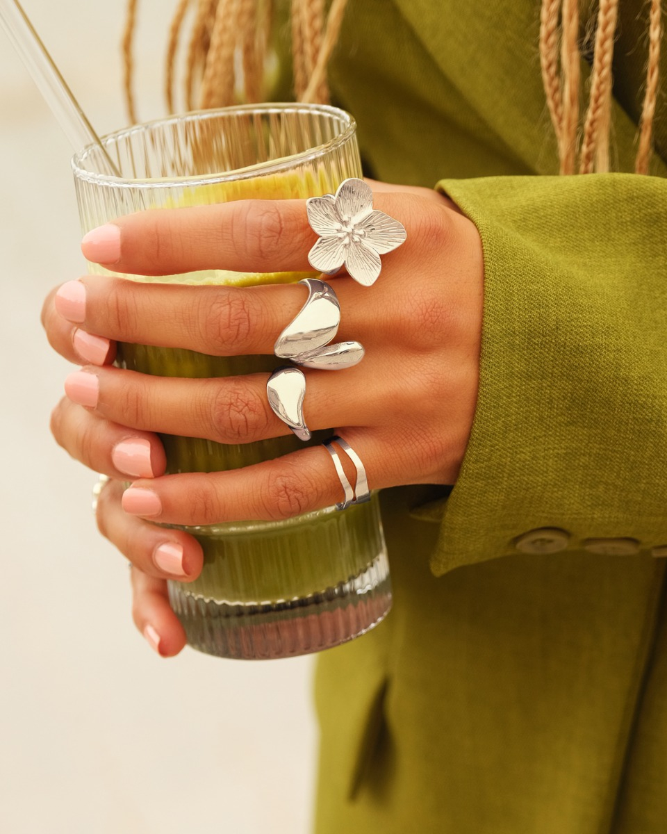 Zilveren ringparty met statement ringen