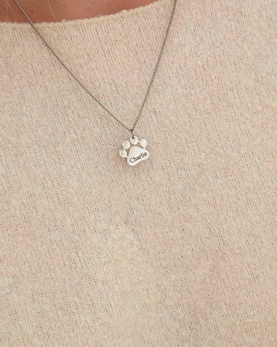 Ketting met graveerbare kattenpoot