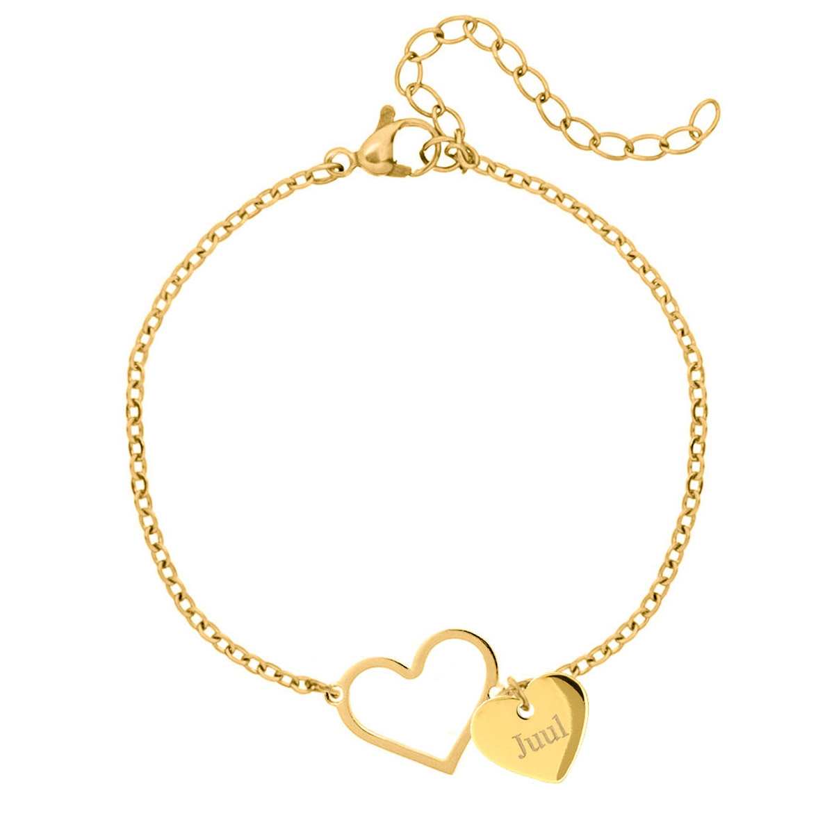 14-karaat gouden armband met hartjes en fijne ankerschakel