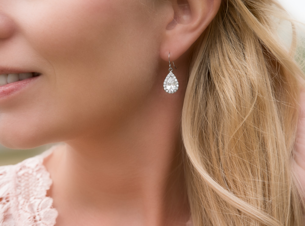 Hangende oorringen voor dames, 925 sterling zilver, roségoud, met zirkonia, lange kwastjes, met driehoeks/cirkel/diamanten hanger, Rubber