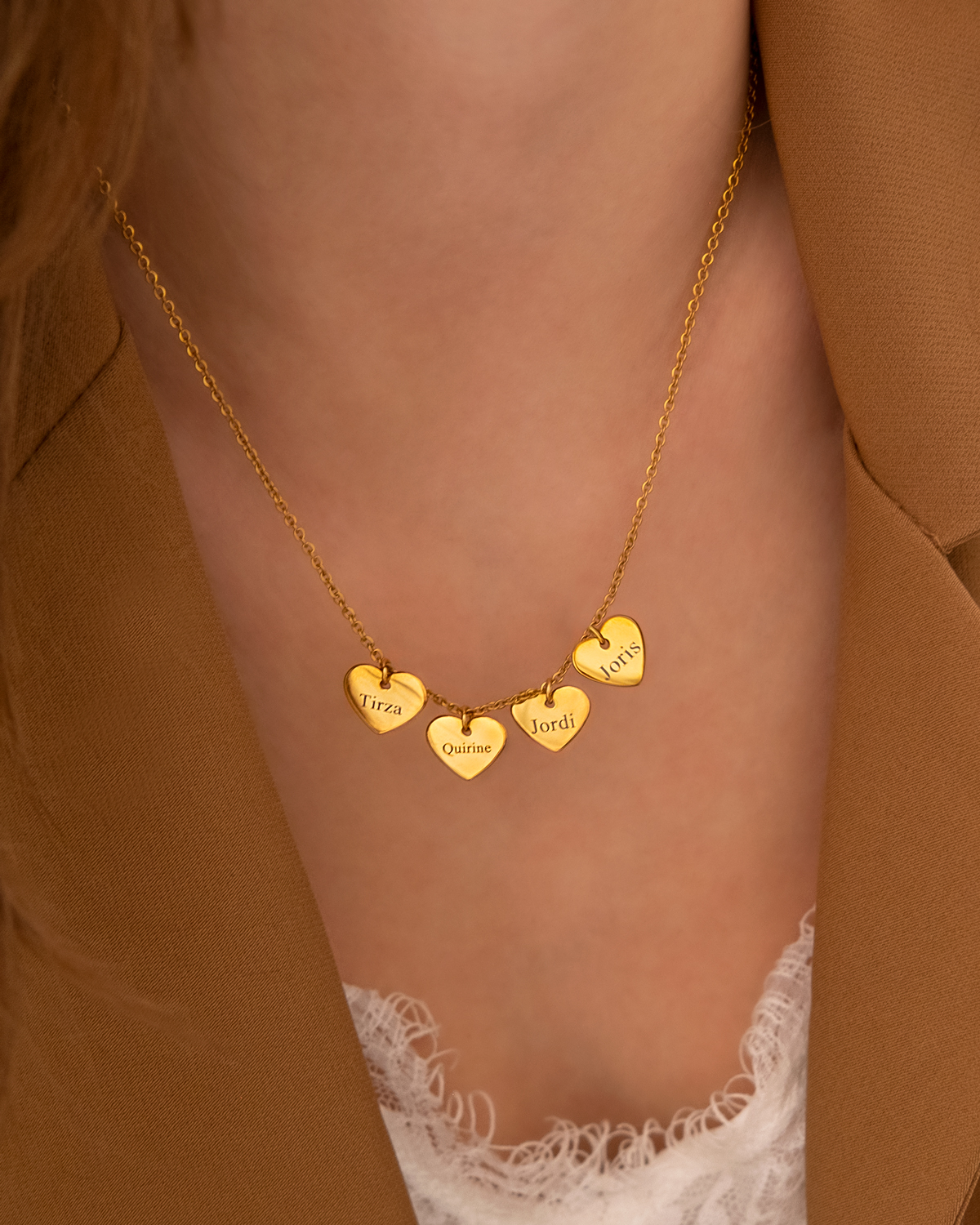XQMMGO Gouden initialen A-Z hart damesketting, met letters voor
