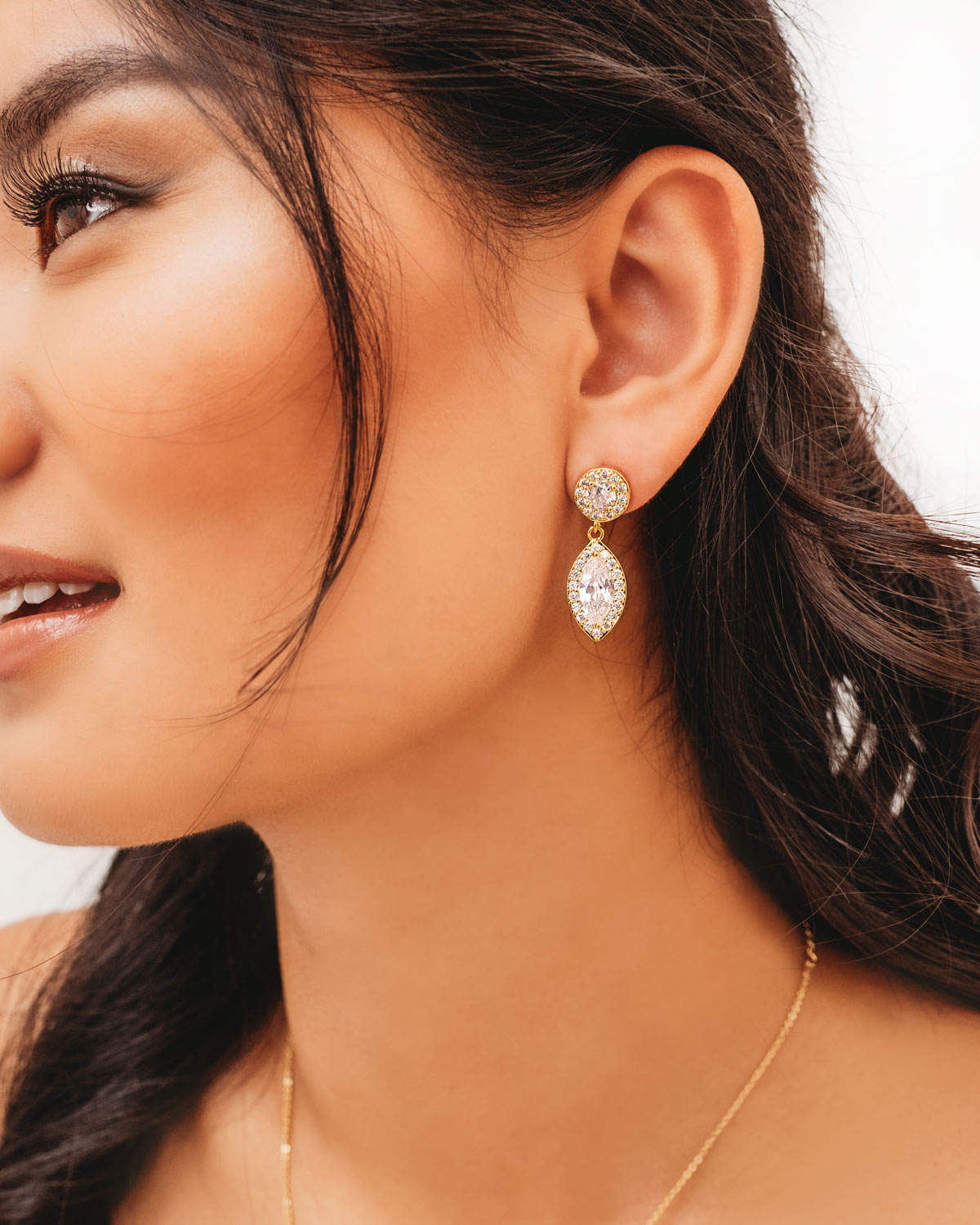 Klassieke bruid, eenvoudige zirkonia-druppels, AAA CZ hangende oorbellen voor vrouwen, prom 14K verguld, 925 sterling zilver, 6 12 mm, 0.8, Sterling zilver, Zirkonia