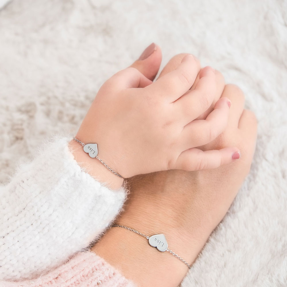 zilveren hartjes armbanden voor moeder & dochter