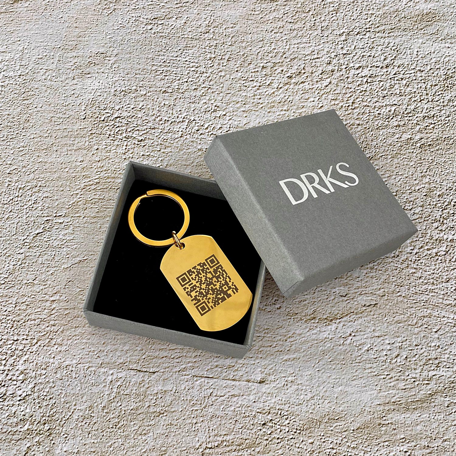 gouden sleutelhanger met qr code