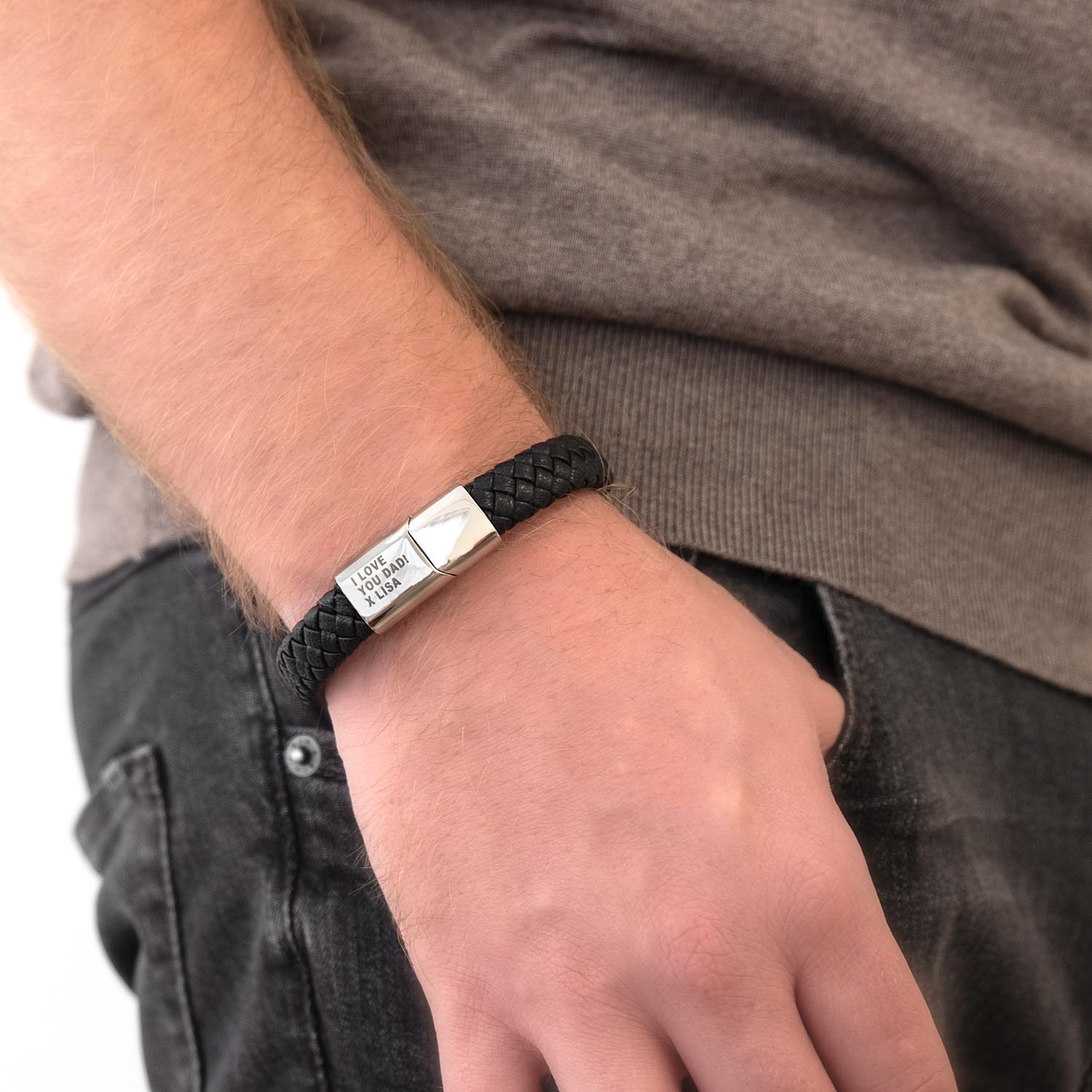 leren heren armband graveerbaar