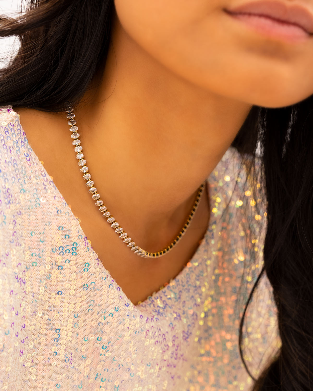 gouden tennis ketting oval