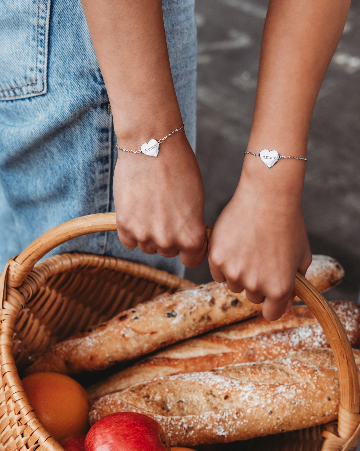 moeder en dochter armband hartje zilver