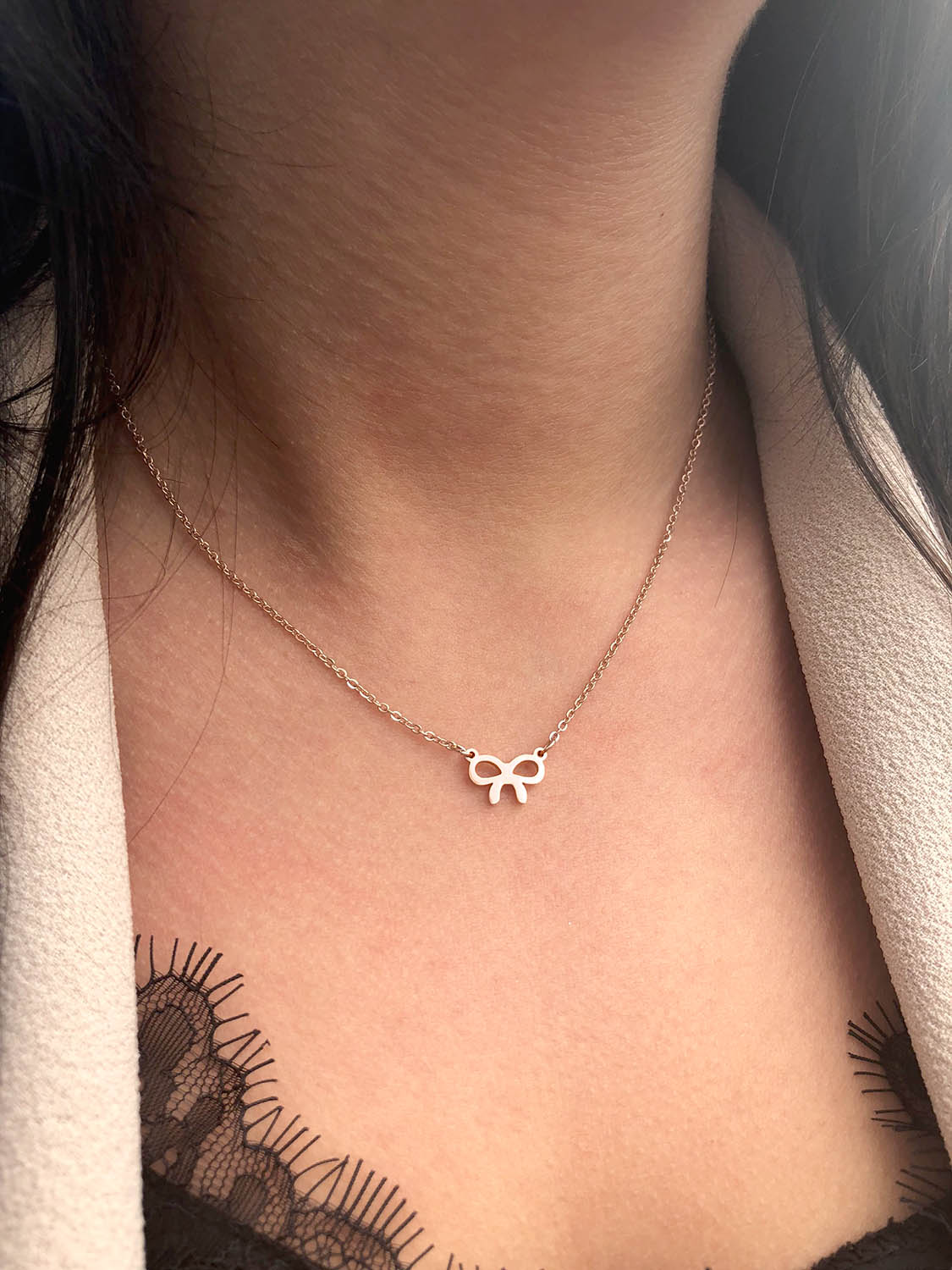 Ketting rose goud strik