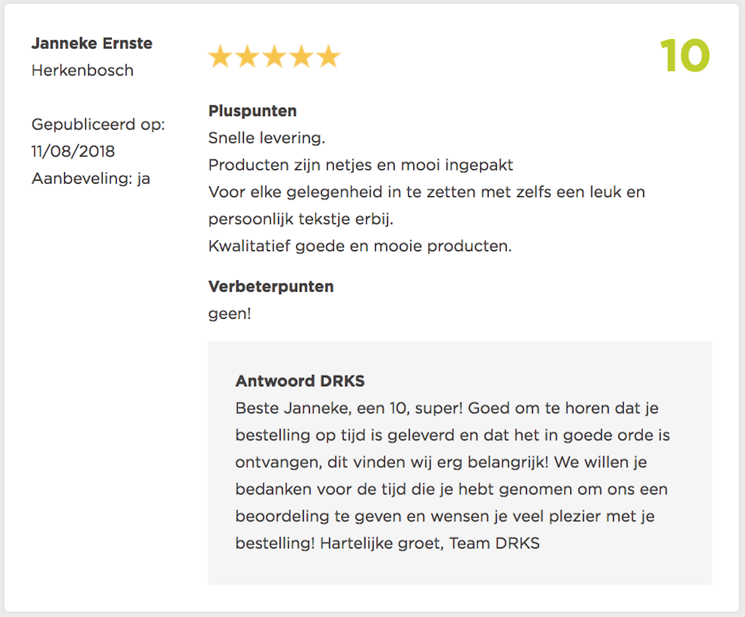 Positieve review DRKS persoonlijke tekst sieradendoosje
