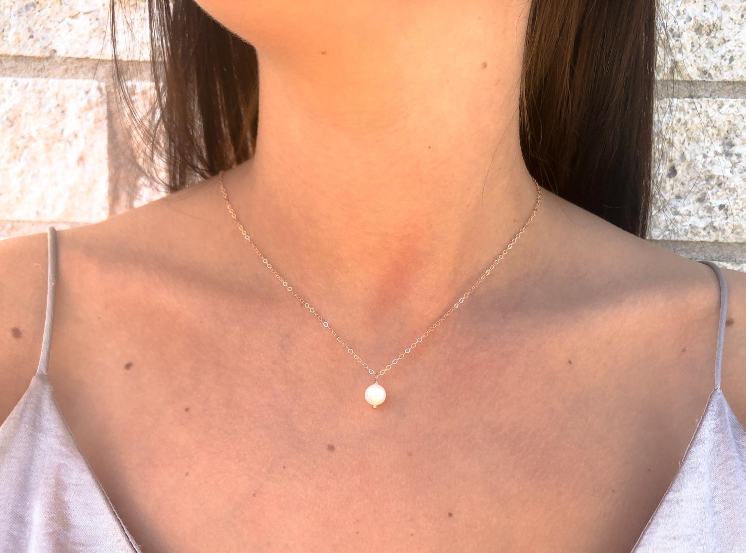 Rose gouden ketting met ivoor parel