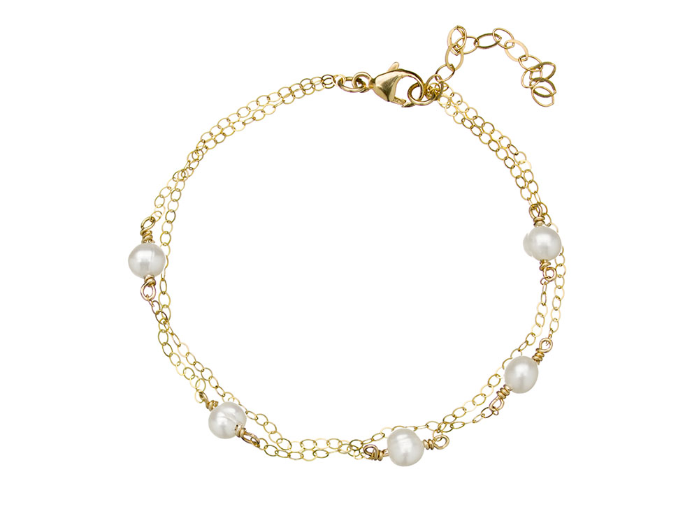 Gouden armbandje met pareltjes