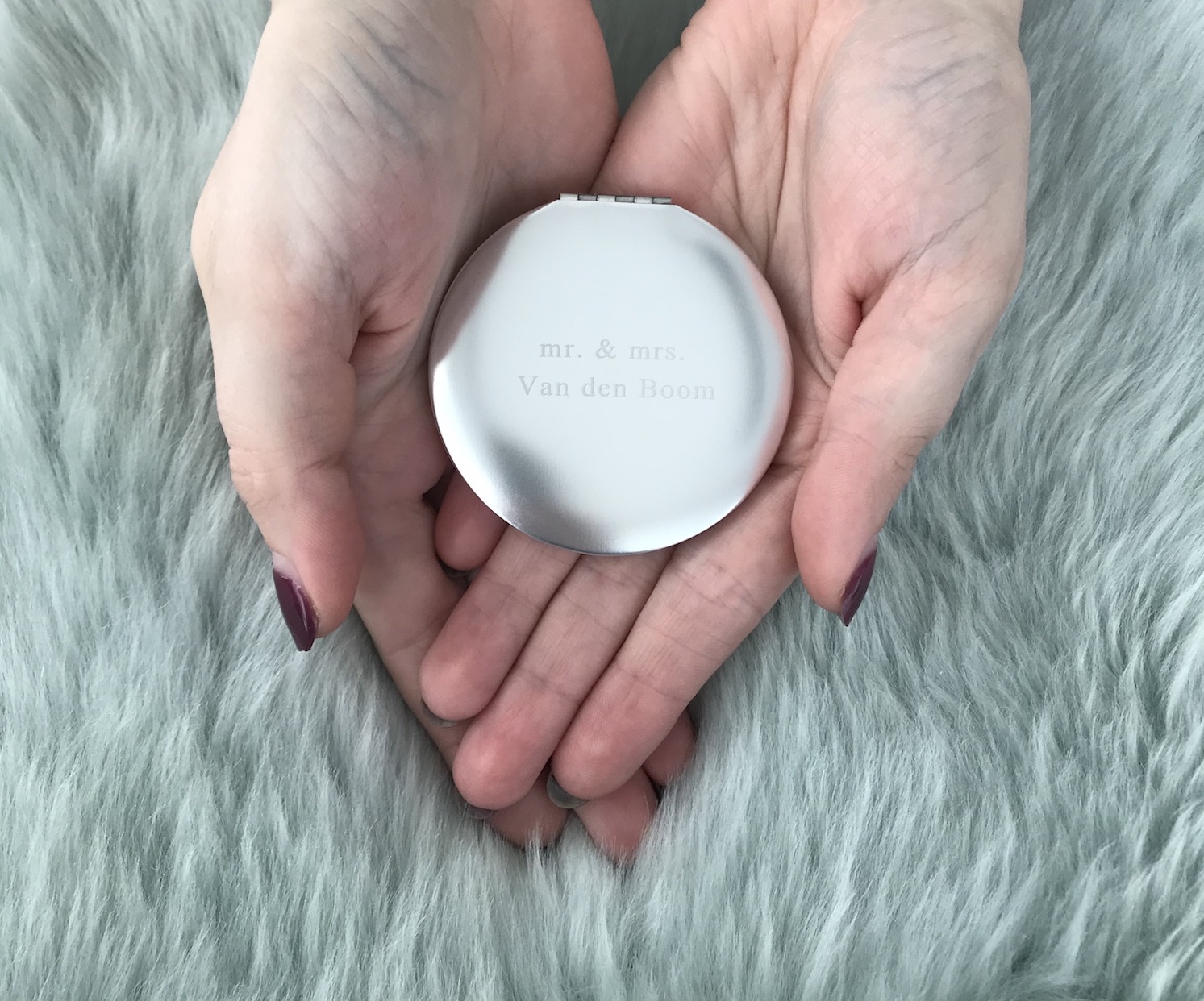 Zilveren graveerbare spiegel