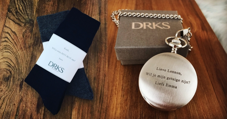Sokken en pocket watch als cadeau voor de best man