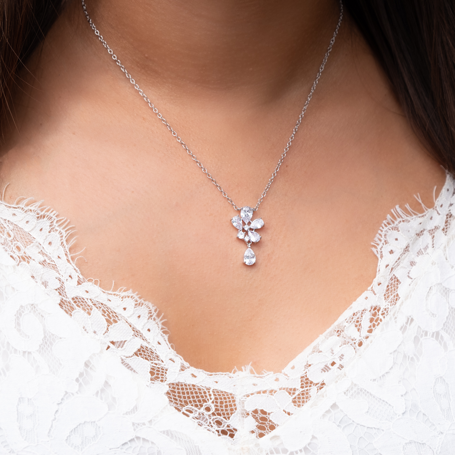 bruids ketting met sparkle zilver