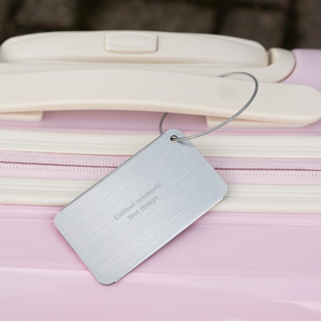 Zilveren kofferlabel met gravering voor aan koffer