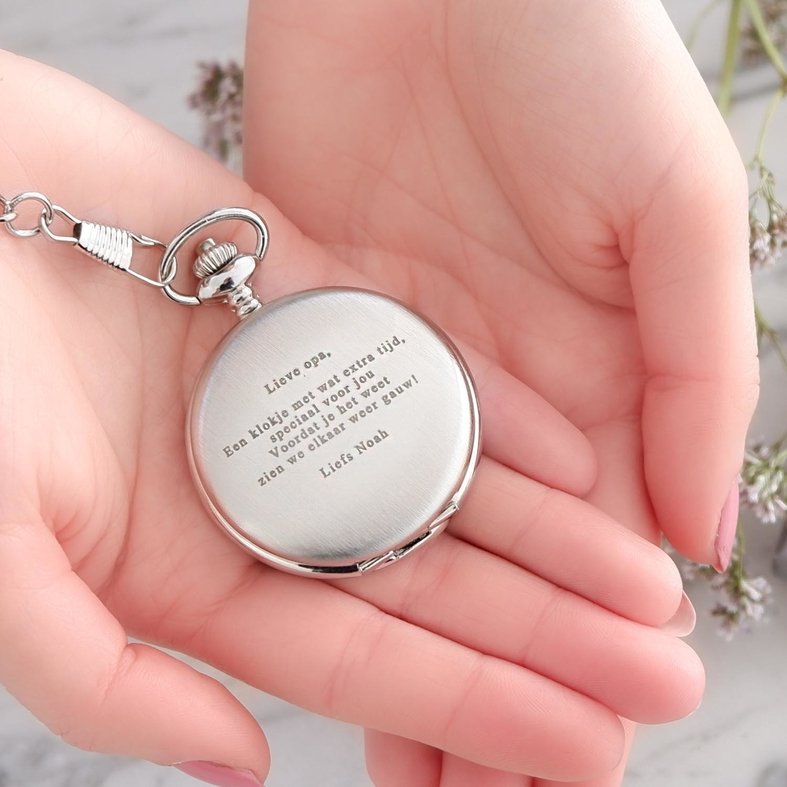 graveerbare pocketwatch cadeau geven aan opa