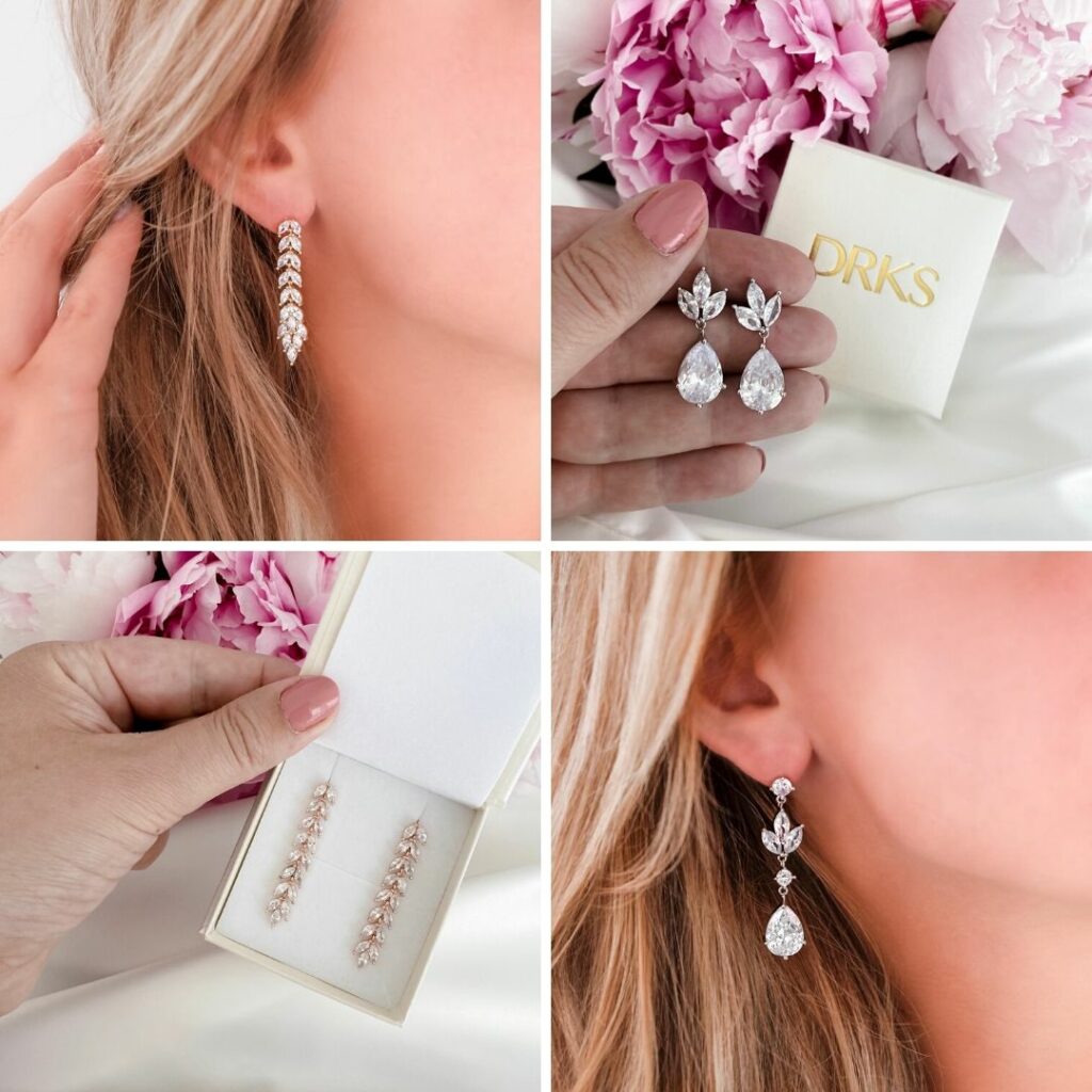 bruids oorbellen met steentjes en sparkle