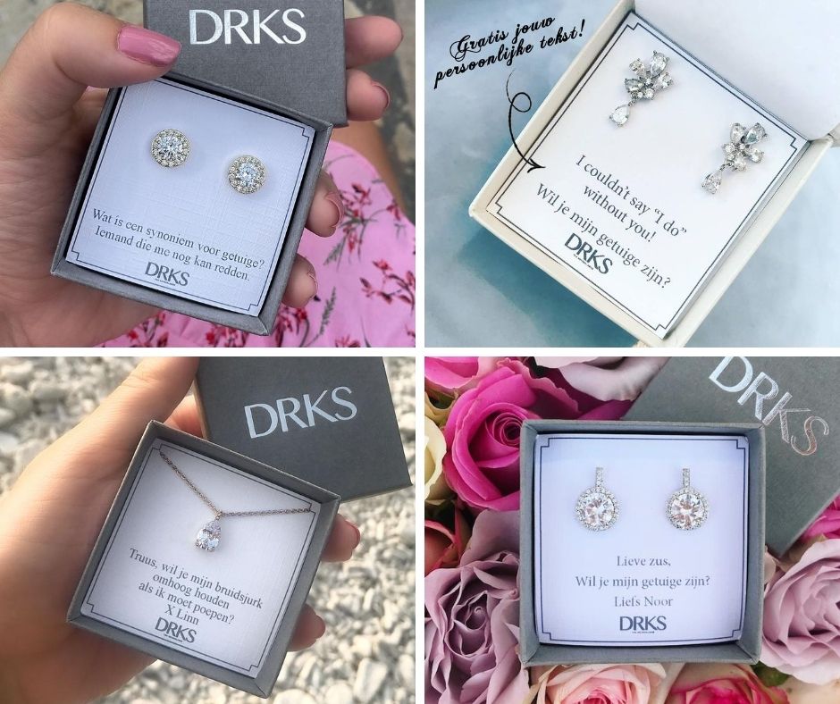 getuige vragen met persoonlijke tekst in sieradendoosje