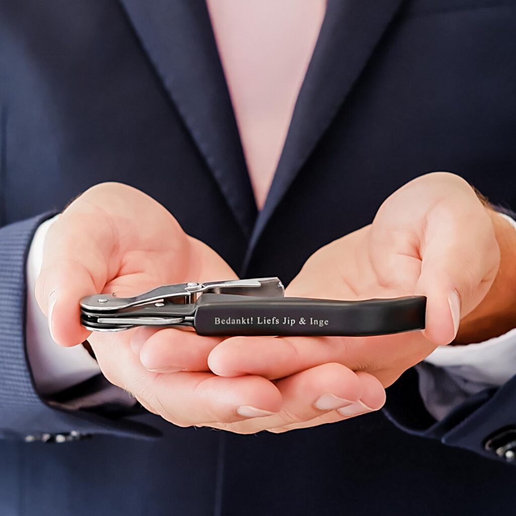 zwarte wijnopener bedankje