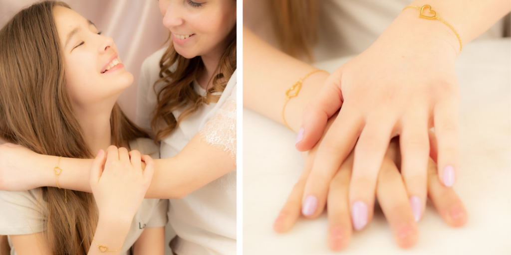 moeder en dochter armbanden met hartjes