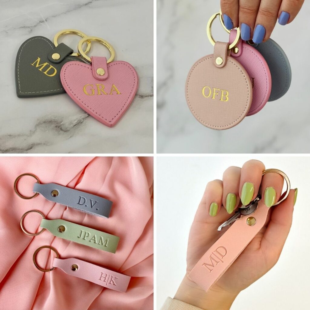 leren sleutelhangers met naam of initialen