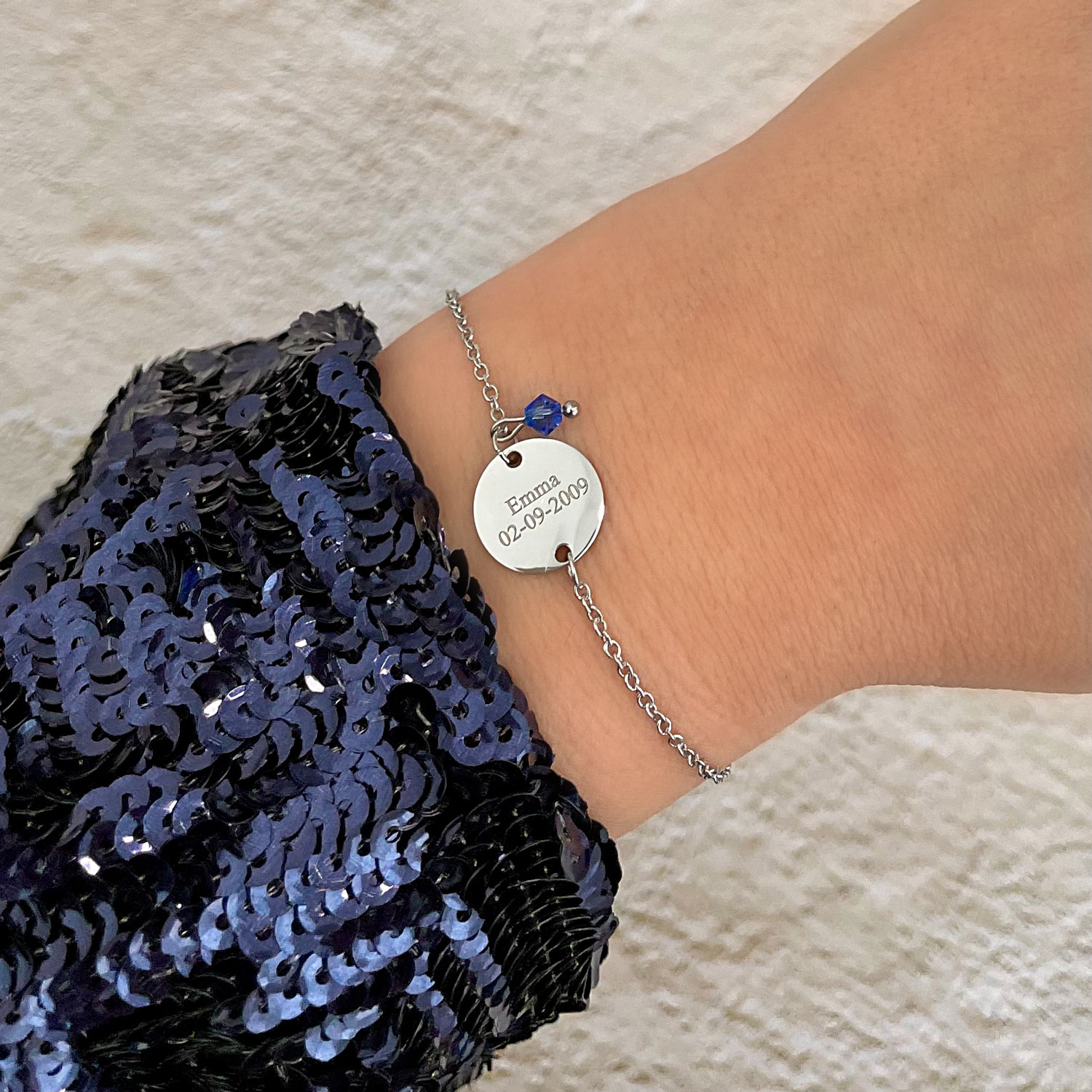 zilveren gepersonaliseerde armband met birthstone