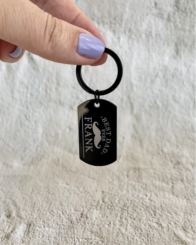 zwarte sleutelhanger met naam best dad ever