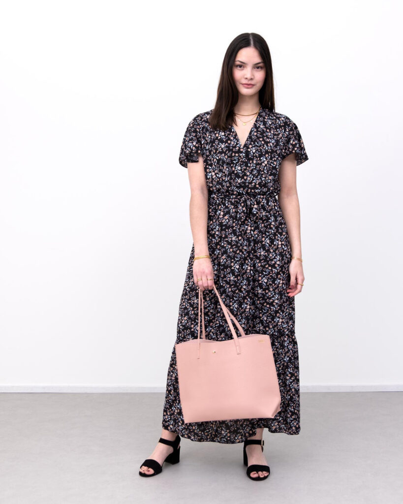 Roze shopper tas met initialen