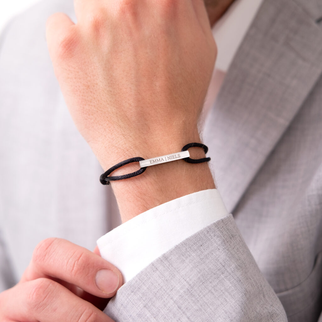 heren armband met bar graveerbaar