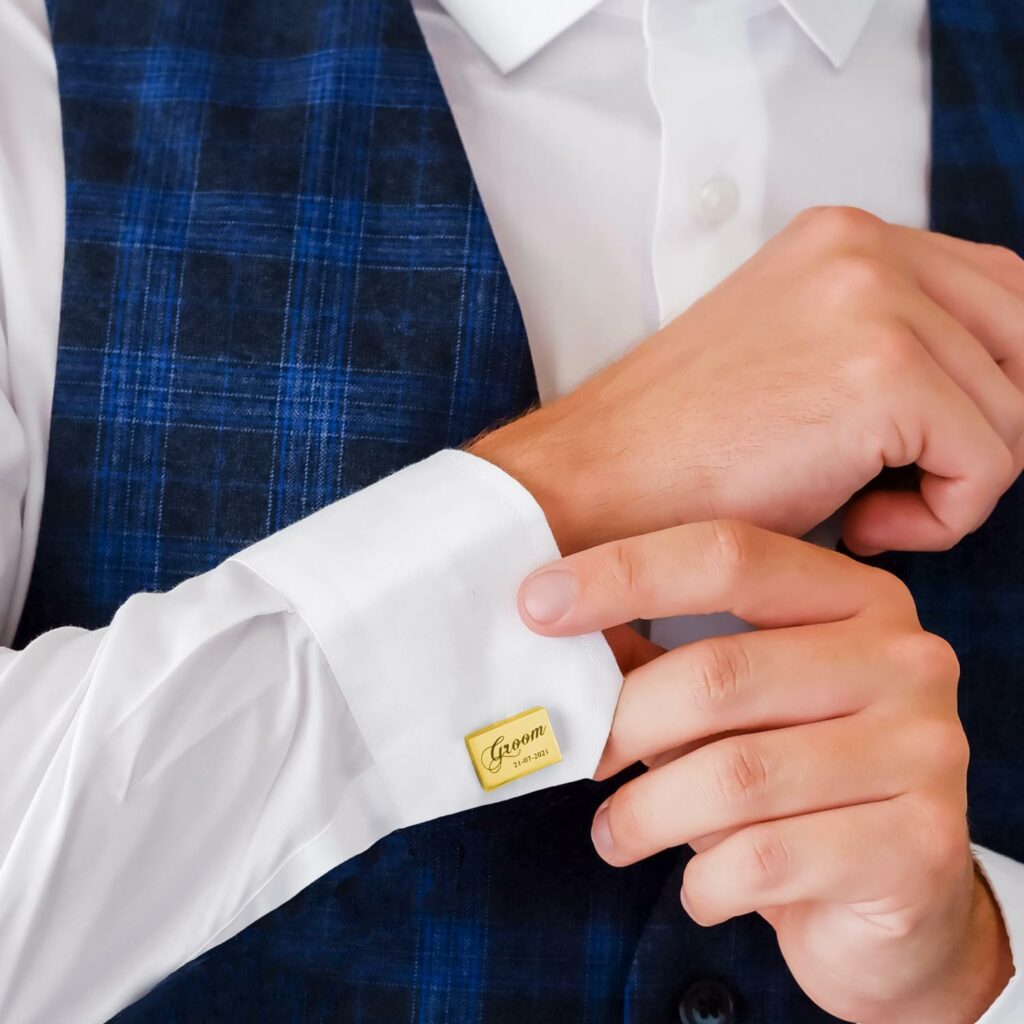 rechthoekige gouden manchetknoop graveerbaar