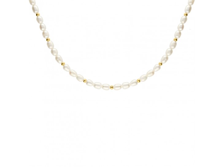 parel ketting met bolletjes goudkleurig 