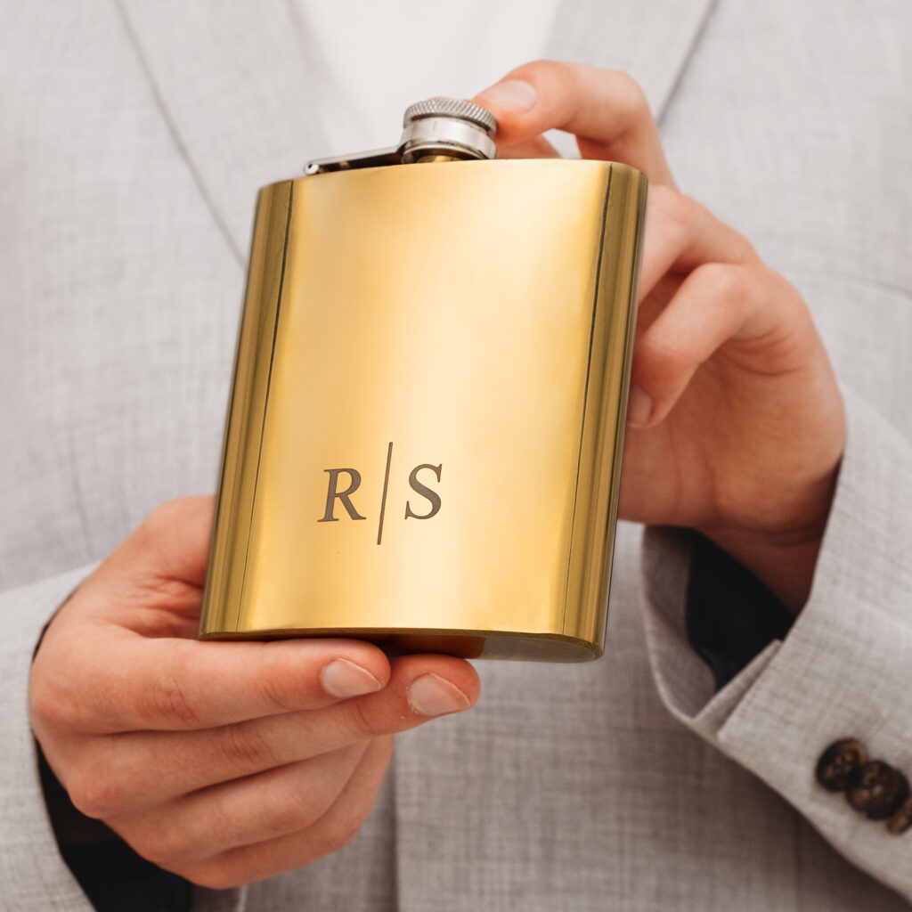 heupfles initialen goud