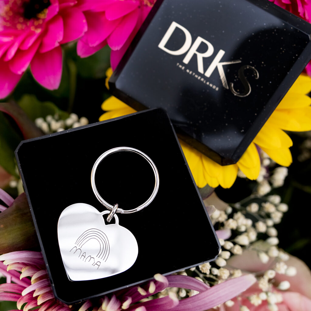 sleutelhanger hartje met tekening