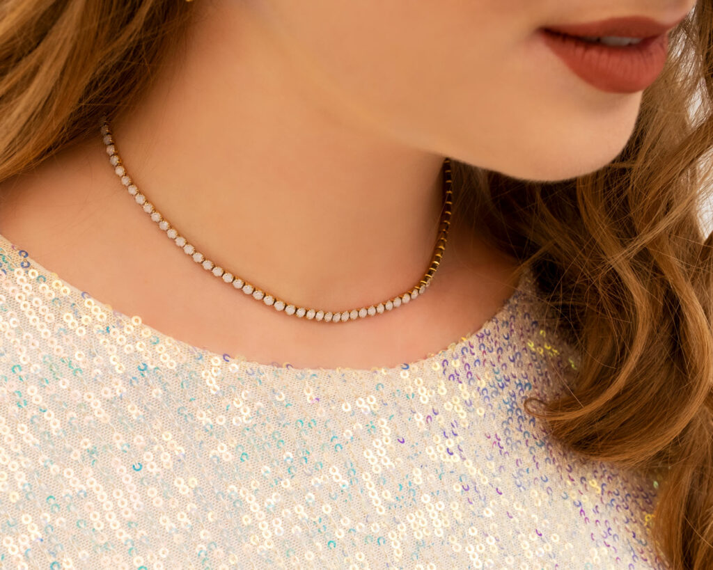 opal tennis necklace