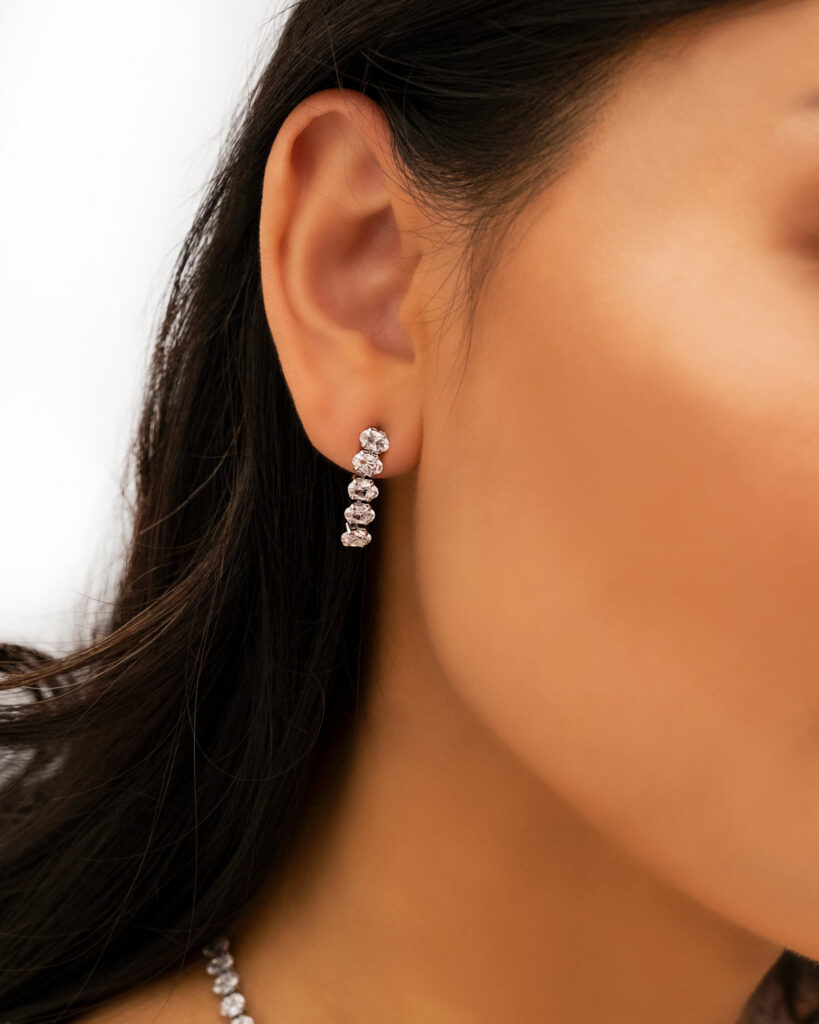 oval tennis oorbellen zilver