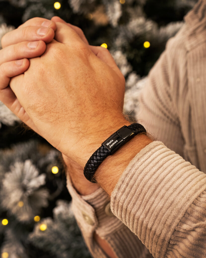 zwarte leren armband heren