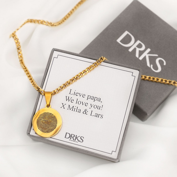 Goude ketting met gegraveerde vingerafdruk