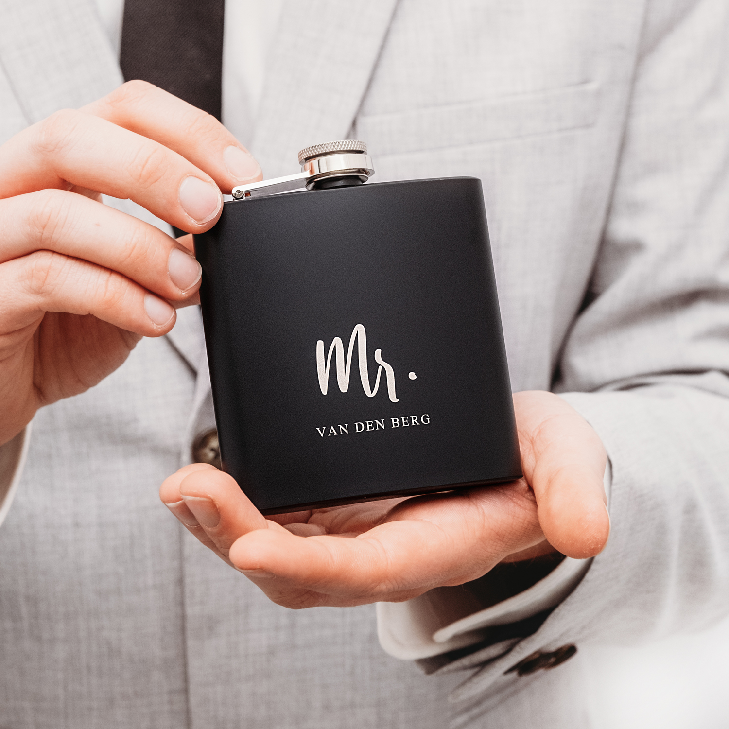 zwarte heupfles voor mr