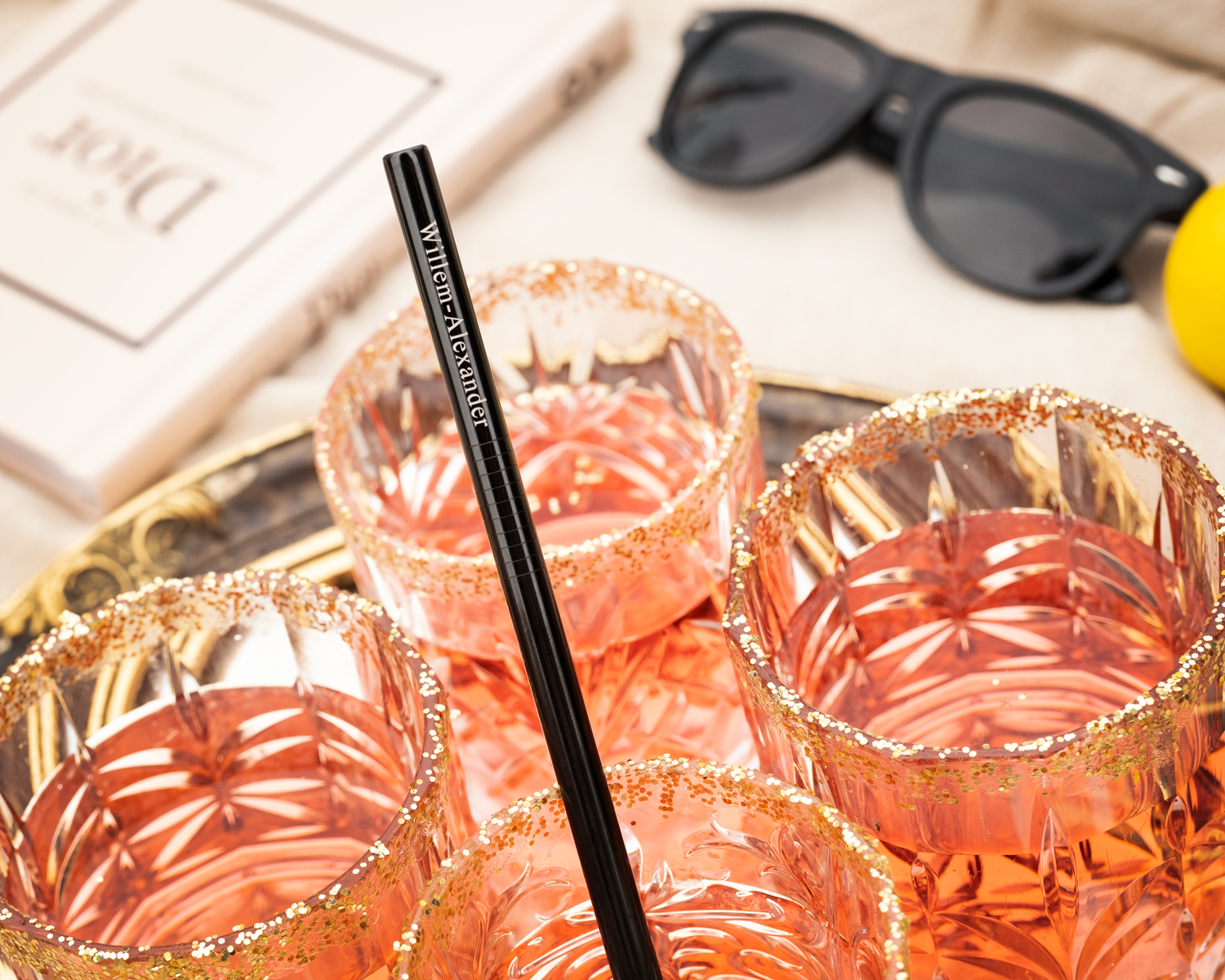 zwart graveerbaar rietje