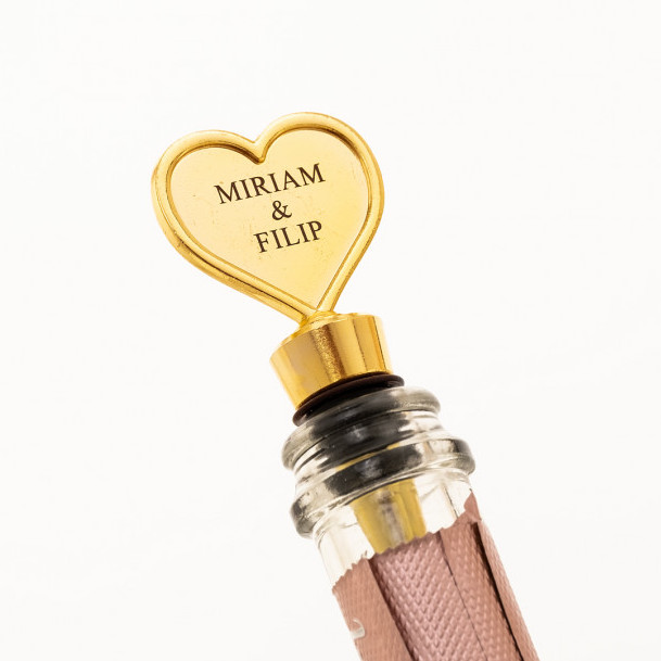 Wijnstopper hart graveerbaar 