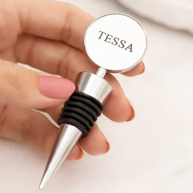 Wijnstopper zilver graveerbaar met hand