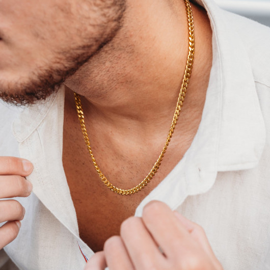 Gouden schakelketting heren goudkleurig 