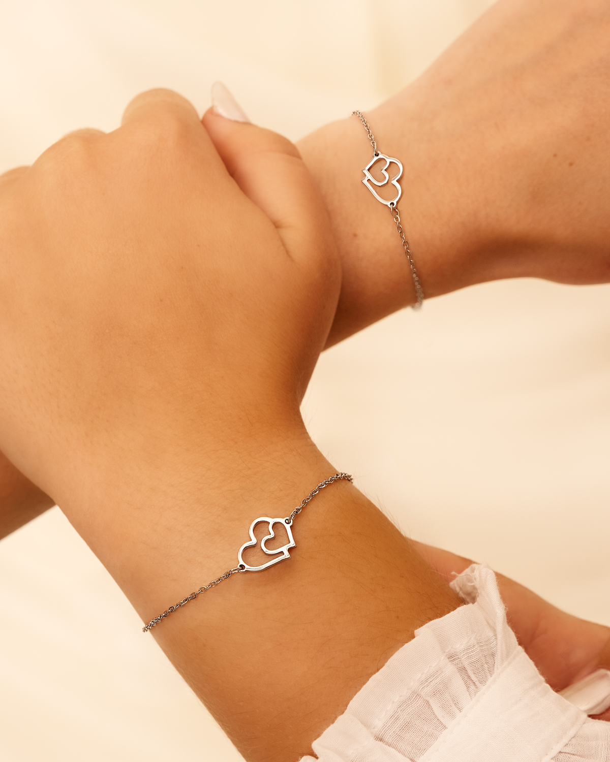 moeder dochter dubbel hart zilver