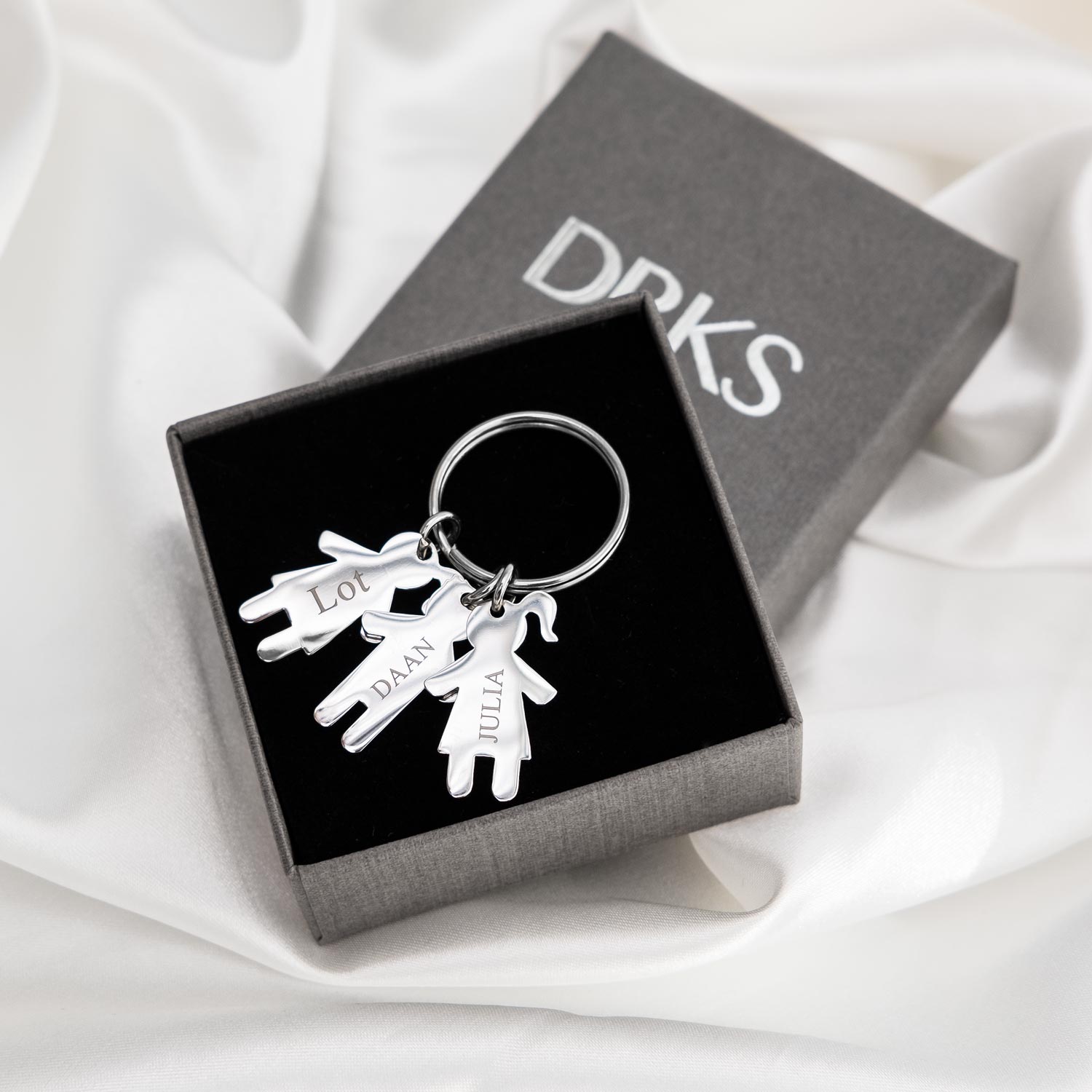 kids sleutelhanger 3 namen zilver