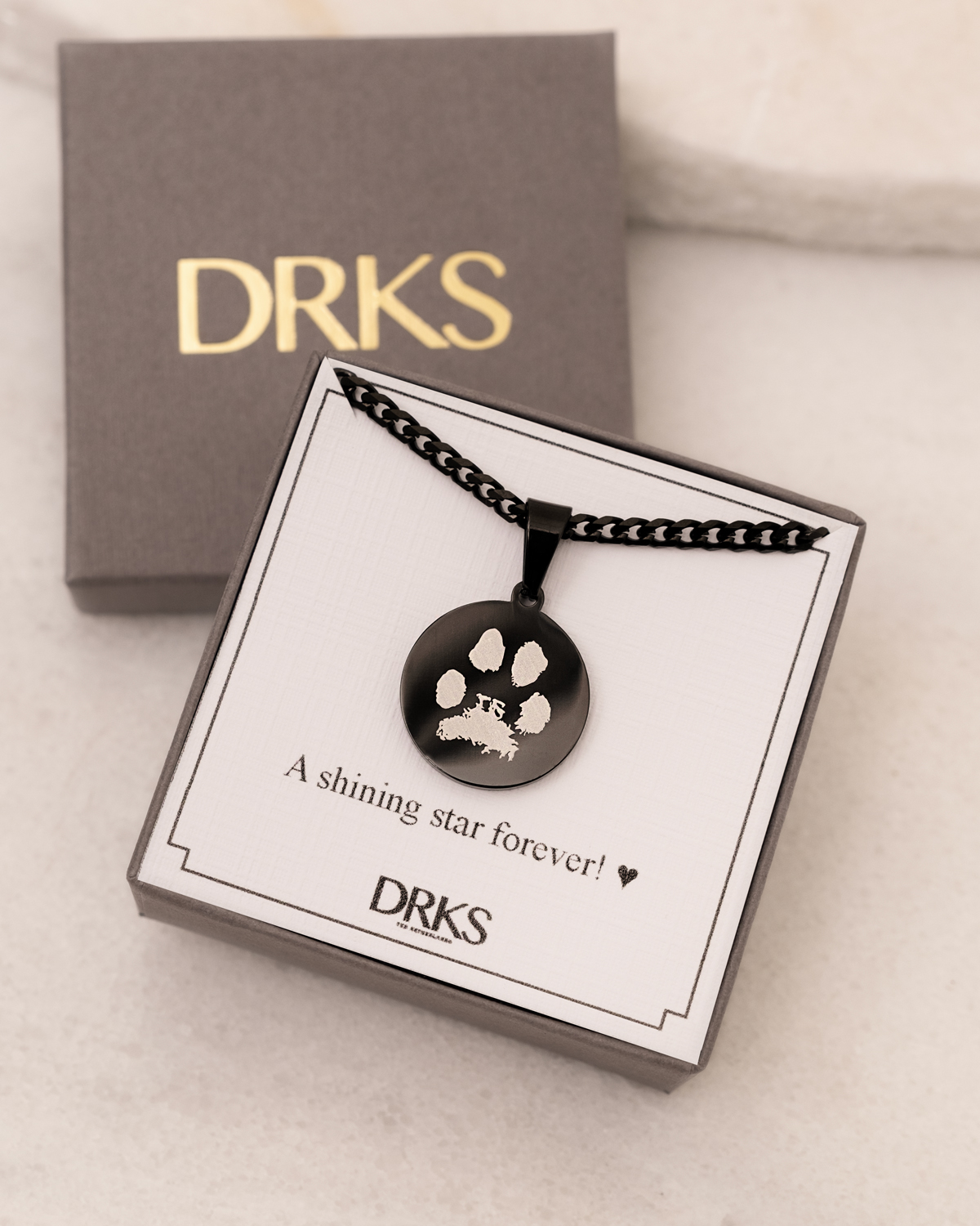 heren ketting met hondenpoot zwart